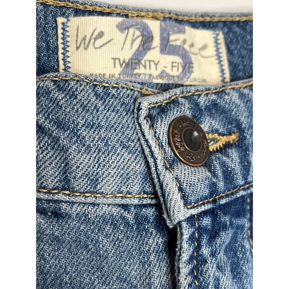 Free People We The Free Ripped Denim Skirt Blue Cotton Casual XS (25) - Picture 3 of 11